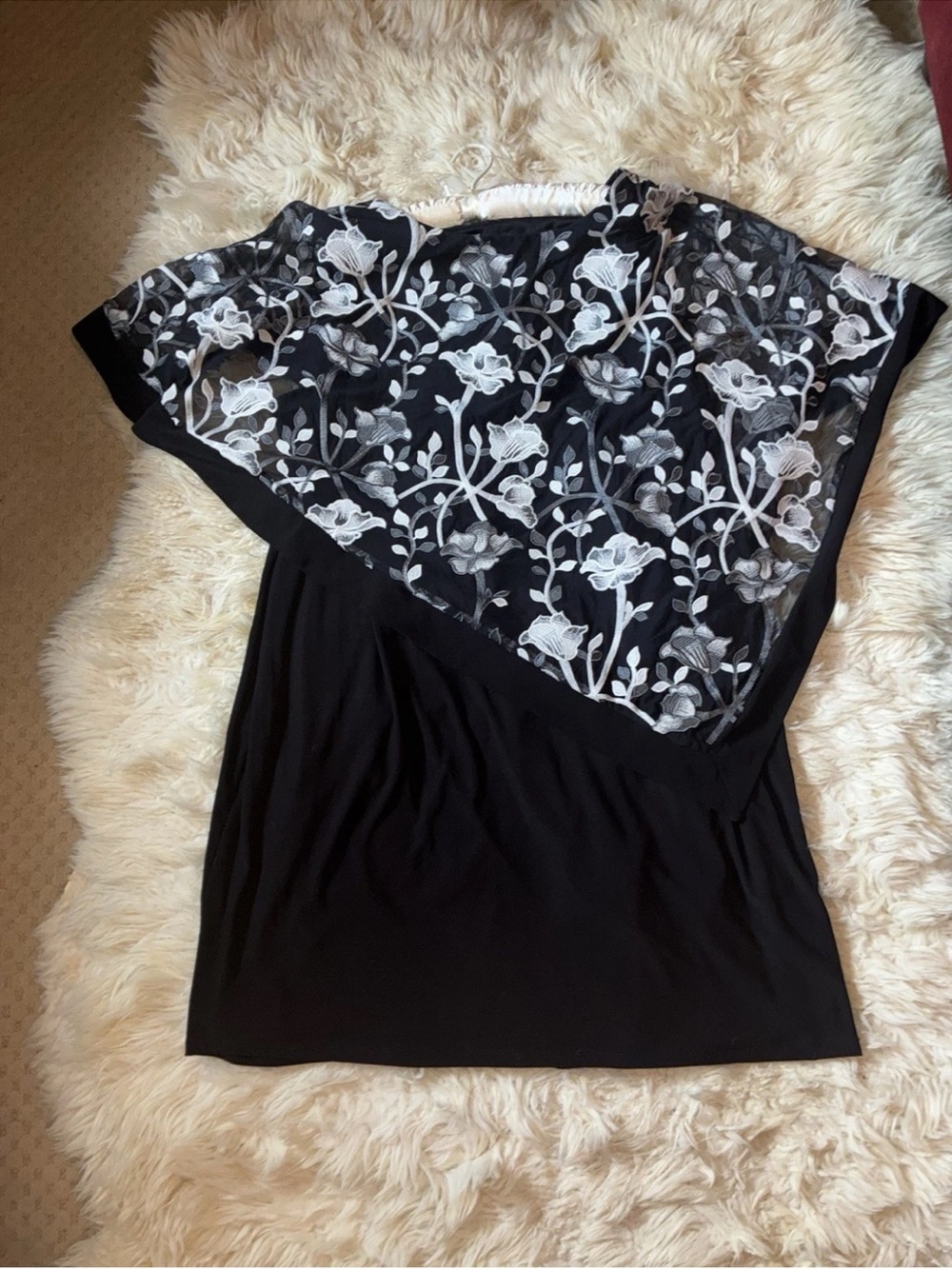 Roz & Ali Black White Floral Lace Sheath Dress Round Neck Lined Size 24W